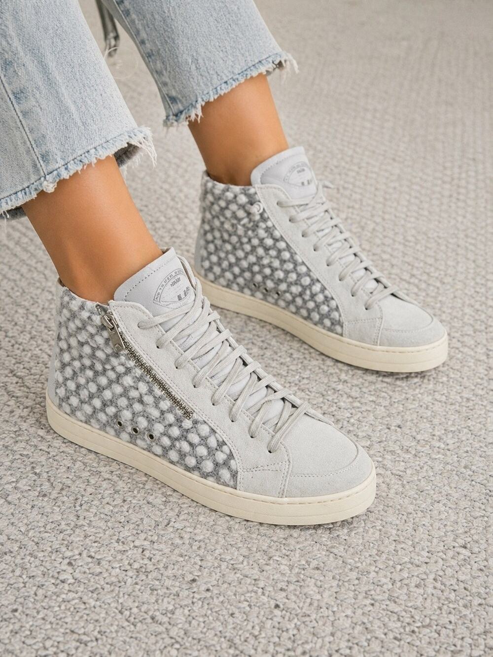 P448 Italy Suede Skate Hightop Sneakers Color Grey Size 7 EU 37